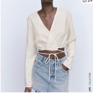 NWT Zara crop top wrap blouse size XS